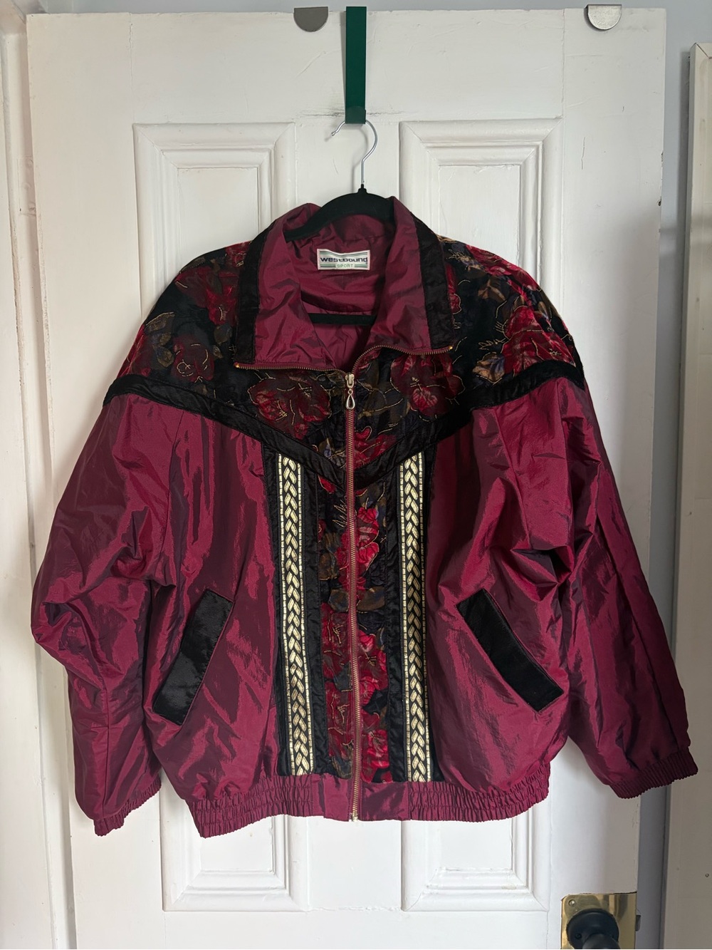 Vintage Westbound Embroidered Bomber Windbreaker Jacket with Black Accents